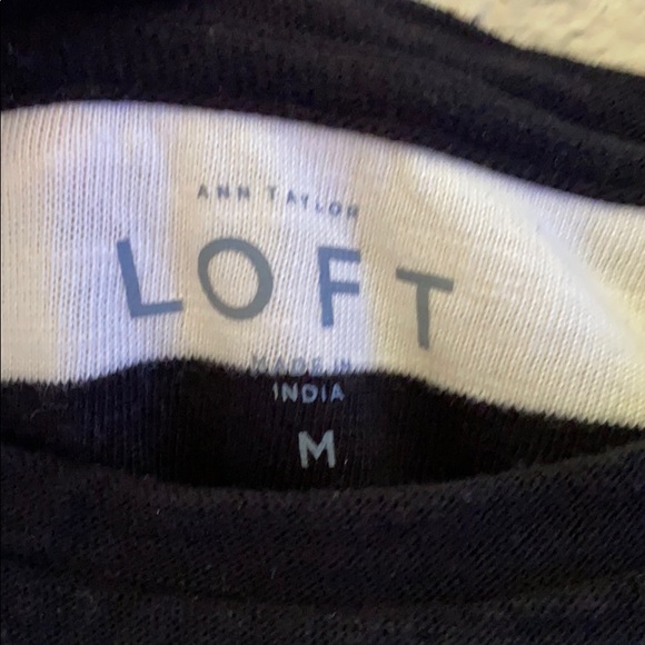 Ann Taylor LOFT black cream striped peplum top M - Picture 3 of 4